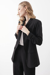 Kolu Büzgülü Viskon Keten Ceket - 15