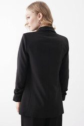 Kolu Büzgülü Viskon Keten Ceket - 17