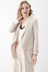 Kolu Büzgülü Viskon Keten Ceket - 47