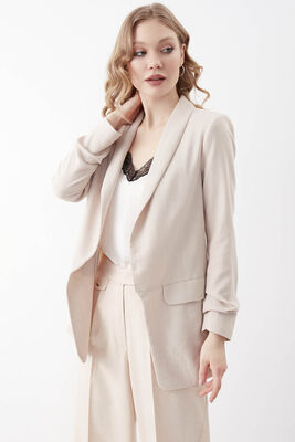 Kolu Büzgülü Viskon Keten Ceket - 47