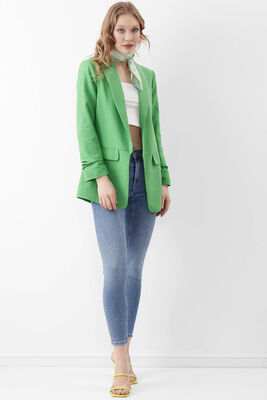 Kolu Büzgülü Viskon Keten Ceket - 51