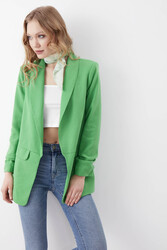 Kolu Büzgülü Viskon Keten Ceket - 52