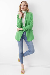 Kolu Büzgülü Viskon Keten Ceket - 50