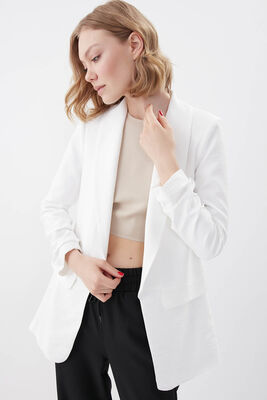 Kolu Büzgülü Viskon Keten Ceket - 57