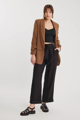 Kolu Büzgülü Viskon Keten Ceket - Thumbnail (8)