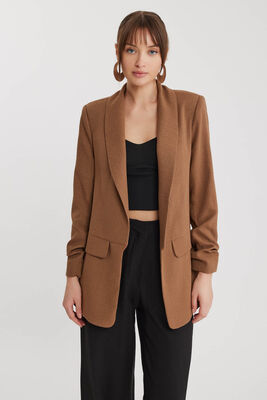 Kolu Büzgülü Viskon Keten Ceket - Thumbnail (7)