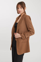 Kolu Büzgülü Viskon Keten Ceket - 11