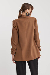 Kolu Büzgülü Viskon Keten Ceket - 12