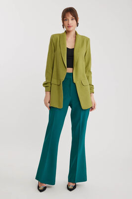 VİTRİN - Kolu Büzgülü Viskon Keten Ceket