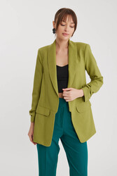 Kolu Büzgülü Viskon Keten Ceket - 3