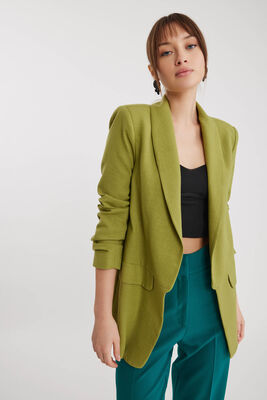 Kolu Büzgülü Viskon Keten Ceket - Thumbnail (3)