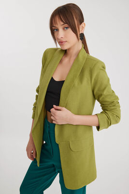 Kolu Büzgülü Viskon Keten Ceket - Thumbnail (4)