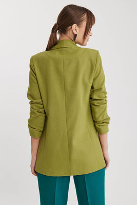 Kolu Büzgülü Viskon Keten Ceket - Thumbnail (5)