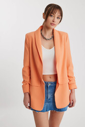 Kolu Büzgülü Viskon Keten Ceket - 64