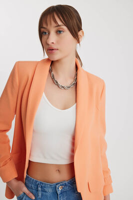 Kolu Büzgülü Viskon Keten Ceket - 65