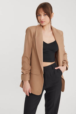 Kolu Büzgülü Viskon Keten Ceket - 68