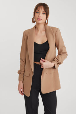 Kolu Büzgülü Viskon Keten Ceket - 70