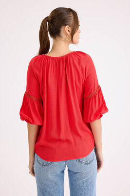 Kolu Lastikli Önü Bağlamalı Keten Bluz - 22