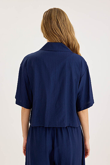 Krinkıl Kumaş Kısa Kol Crop Gömlek - 18