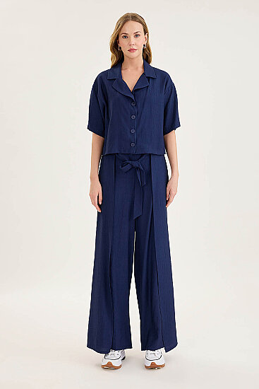 Krinkıl Kumaş Kısa Kol Crop Gömlek - 15