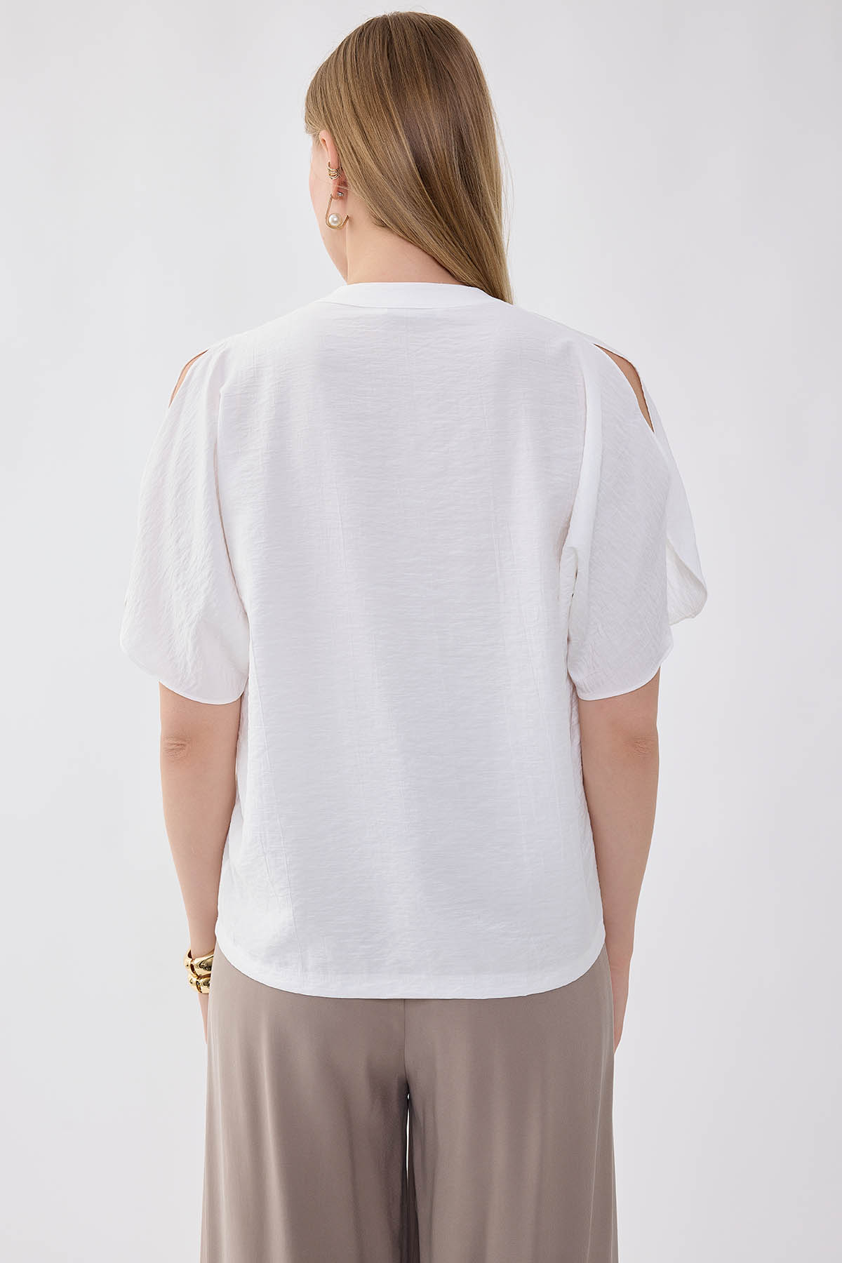 Krinkıl Kumaş Kol Detaylı Bluz - Thumbnail