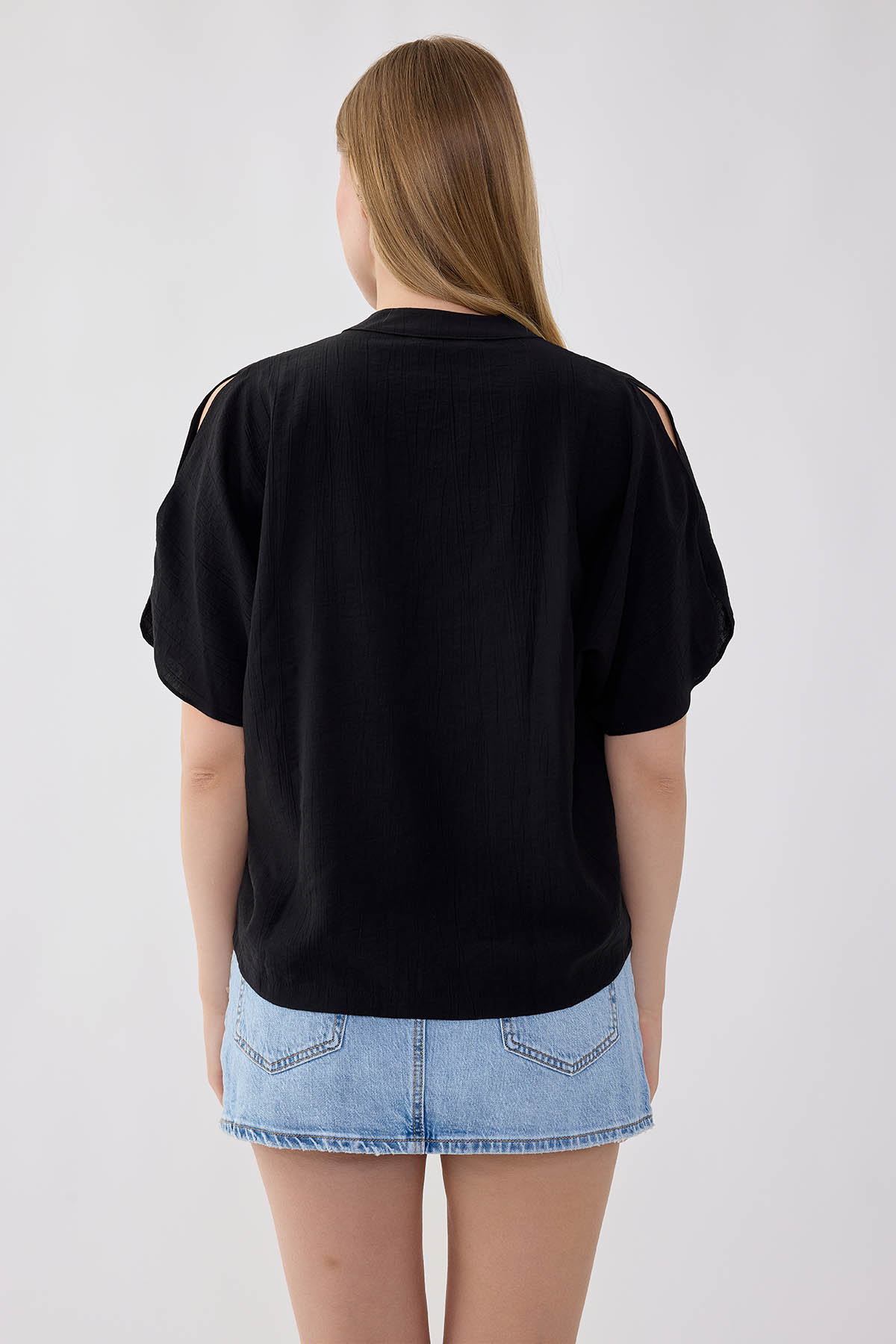 Krinkıl Kumaş Kol Detaylı Bluz - Thumbnail