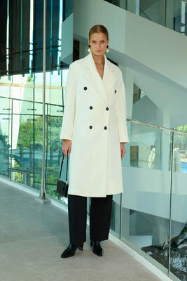 VİTRİN - Kruvaze Kapama Düğmeli Uzun Kaşe Kaban (1)