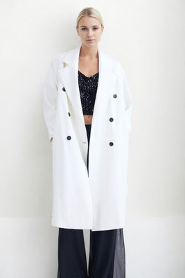 Kruvaze Kapama Düğmeli Uzun Kaşe Kaban - Thumbnail (2)