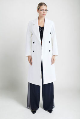 Kruvaze Kapama Düğmeli Uzun Kaşe Kaban - Thumbnail (4)