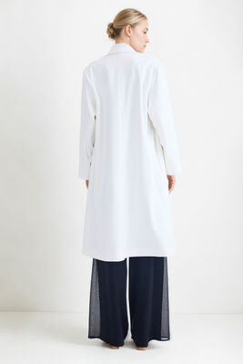 Kruvaze Kapama Düğmeli Uzun Kaşe Kaban - Thumbnail (6)