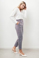 Küçük Cep Detaylı Ekose Pantolon - 2