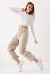 Lastik Detaylı Paraşüt Kumaş Pantolon - 13