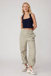 Lastik Detaylı Paraşüt Kumaş Pantolon - 1