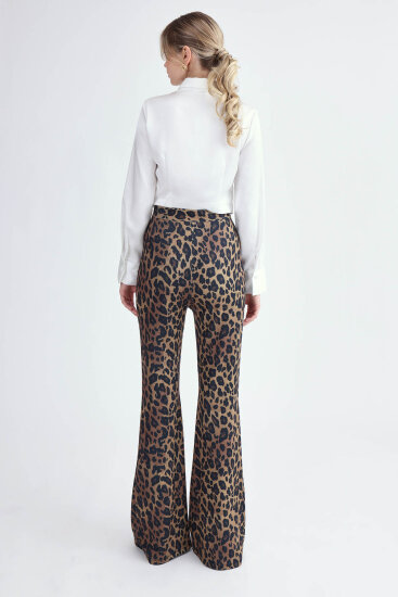 Leopar Desen İspanyol Paça Pantolon - 5