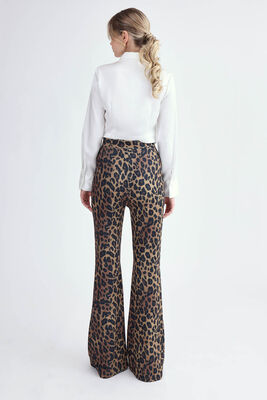 Leopar Desen İspanyol Paça Pantolon - Thumbnail (4)