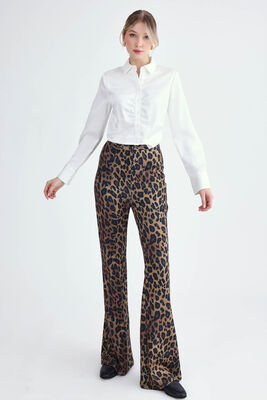 Leopar Desen İspanyol Paça Pantolon - Thumbnail (2)