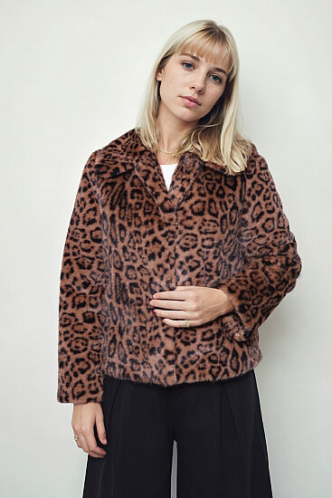 Leopar Desen Yumoş Çıtçıtlı Ceket - 4