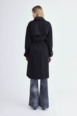 Metal Düğmeli Kemerli Trençkot - Thumbnail (17)