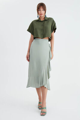 Midi Boy Fırfırlı Etek - 1