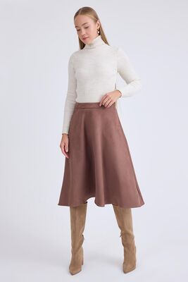 Midi Boy Süet Kloş Etek (1)