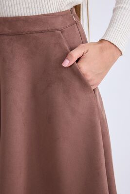 Midi Boy Süet Kloş Etek - 4