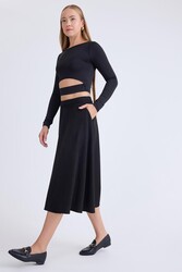 Midi Boy Süet Kloş Etek - 7