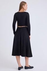 Midi Boy Süet Kloş Etek - 9