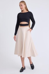 Midi Boy Süet Kloş Etek - 10