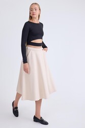 Midi Boy Süet Kloş Etek - 11