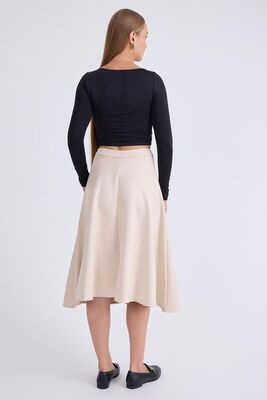 Midi Boy Süet Kloş Etek - 12