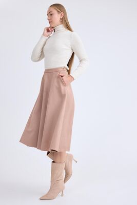 Midi Boy Süet Kloş Etek - 18