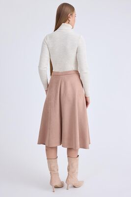 Midi Boy Süet Kloş Etek - 17