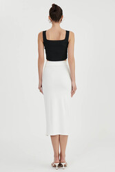 Midi Boy Yırtmaçlı Etek - 5