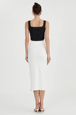 Midi Boy Yırtmaçlı Etek - 5